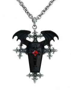 Gothic Bat Wings and Vampire Coffin Necklace